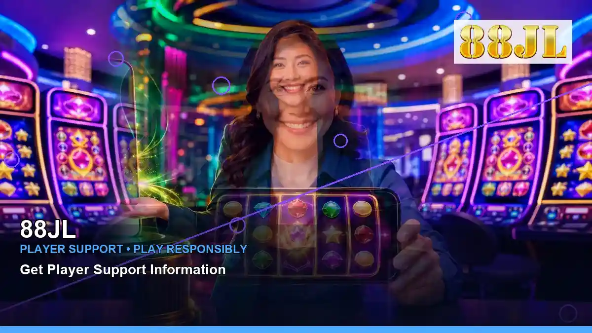 88JL burst free spins slot games featuring an adult Filipina casino host with a centered composition