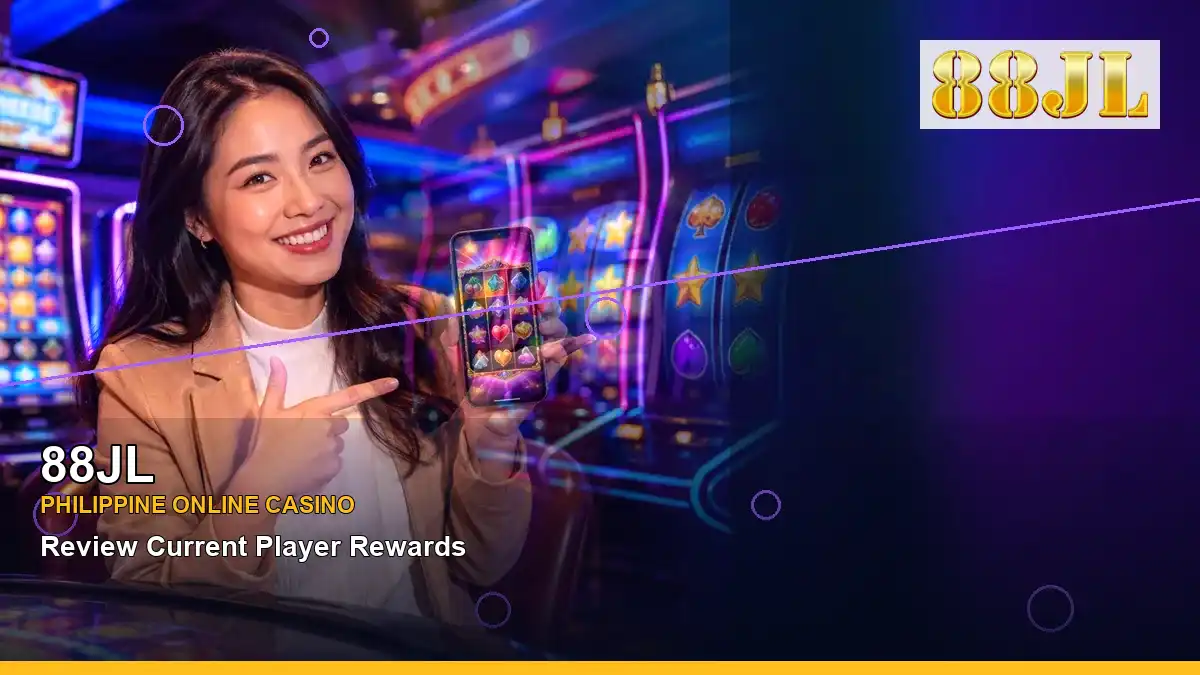 88JL Philippines casino guide with left-framed fantasy online slot games and an adult Filipina casino host — view 2